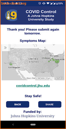 COVID Control - A Johns Hopkins University Study screenshot