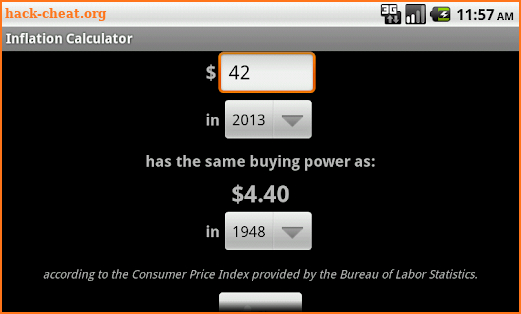CPI Inflation Calculator screenshot