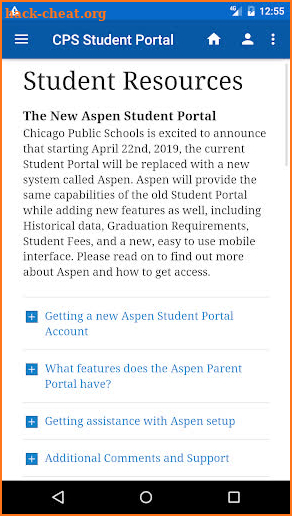 CPS Student Portal screenshot