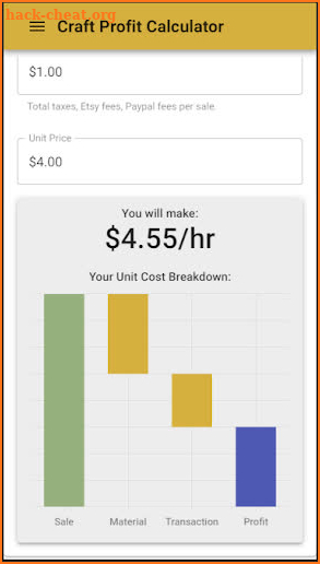 Craft Profit Calculator screenshot