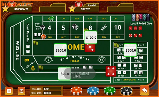 Craps Live Casino screenshot