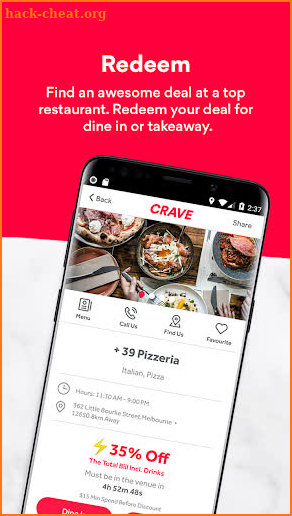 Crave - Live Restaurant Deals & Exclusive Offers screenshot