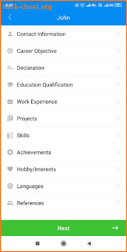 Create My Resume screenshot