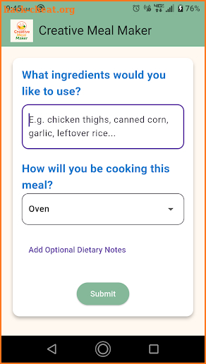 Creative Meal Maker screenshot