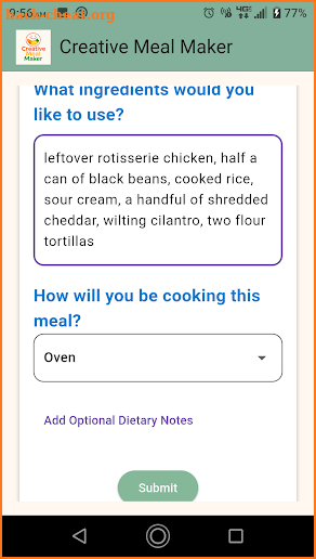 Creative Meal Maker screenshot