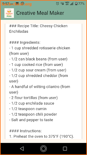 Creative Meal Maker screenshot