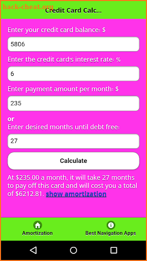 Credit Card Calculator screenshot