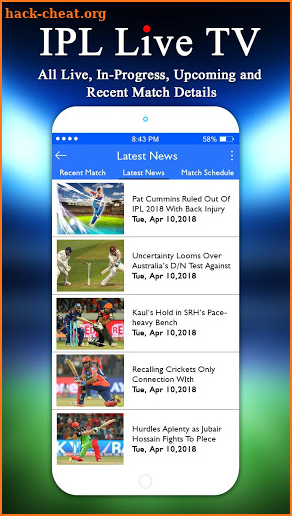 Cricket Live IPL TV 2018 : Live Score & Schedule screenshot