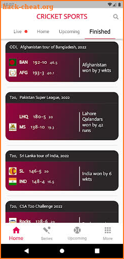 Cricket Sports - live line screenshot