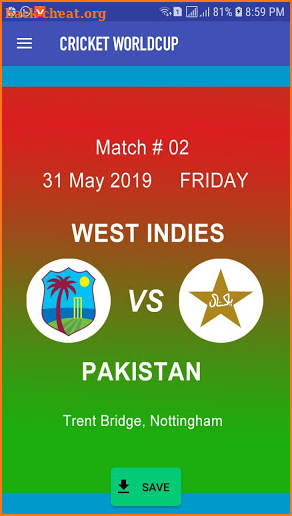 Cricket Worldcup 2019 Schedule screenshot