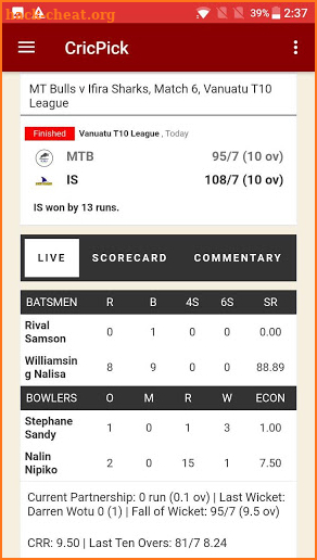 CricPick - CPL & IPL 2020 Live Cricket score screenshot