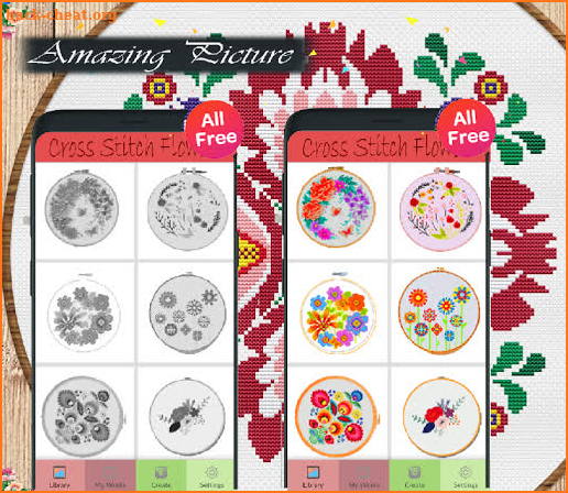 Cross Stitch Flowers Coloring By Number-Pixel Art screenshot