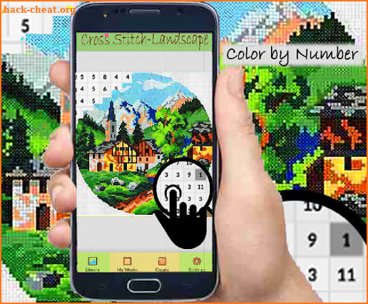 Cross Stitch Landscape Coloring By Number-Pixel screenshot