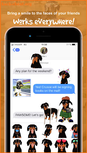 CrusoeMoji - Celebrity Dachshund Wiener Dog Emojis screenshot