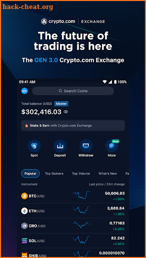 Crypto.com Exchange screenshot