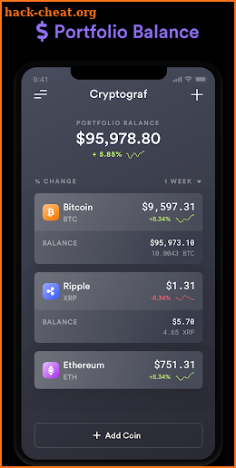 Cryptograf - Cryptocurrency Portfolio Tracker screenshot