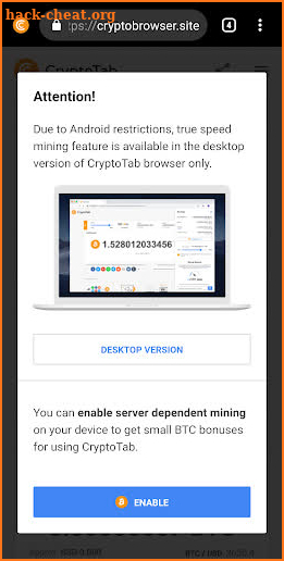 CryptoTab: fast browsing & remote mining control screenshot