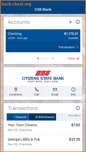CSB iBank screenshot