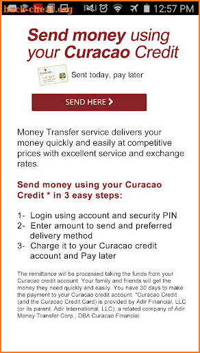 Curacao Money Transfer screenshot