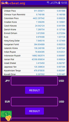 Currency Exchange Table screenshot