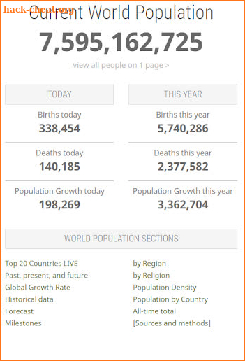 Current World Population - Real Time Stats screenshot