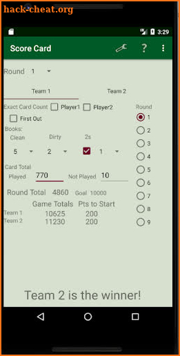 Custom Hand & Foot Scorecard screenshot
