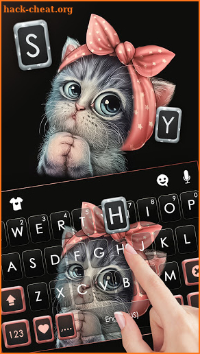 Cute Bow Cat Keyboard Background screenshot