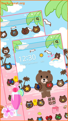Cute Brown Bear Beach Theme screenshot