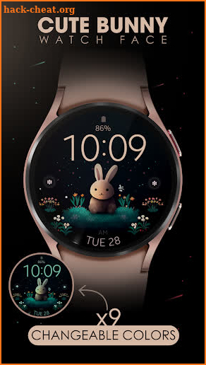 Cute Bunny digital watch face screenshot