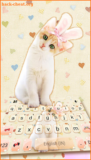 Cute Bunny Kitten Keyboard Background screenshot