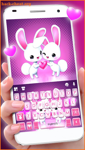 Cute Bunny Love Keyboard Theme screenshot