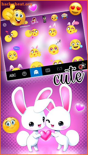 Cute Bunny Love Keyboard Theme screenshot