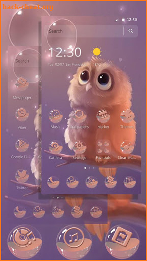 Cute Cartoon Fluffy Owl Theme screenshot