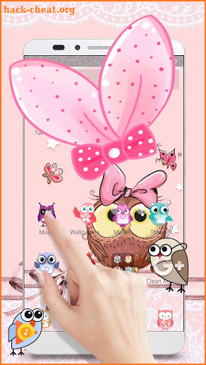 Cute Cartoon Owl Bowknot Theme screenshot