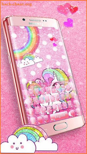Cute cartoon rainbow unicorn keyboard theme screenshot