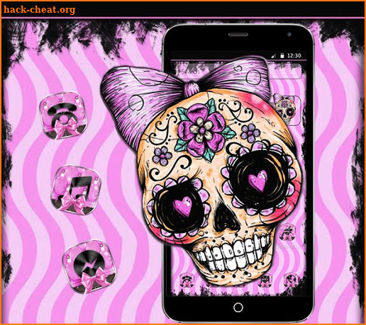 Cute Cartoon Skull Bowknot Theme screenshot