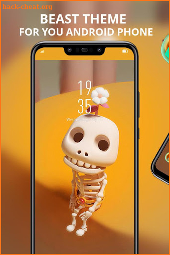 Cute Cartoon Skull With A Flower theme screenshot