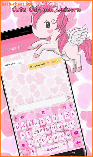 Cute Cartoon Unicorn Keyboard Theme screenshot
