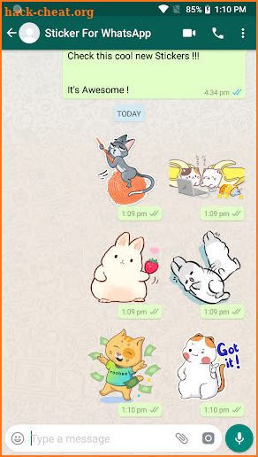 Cute Cat & Bunny Rabbit Stickers - WAStickerApps screenshot