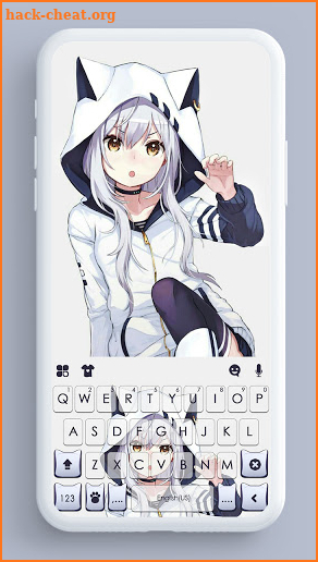 Cute Cat Girl Keyboard Background screenshot