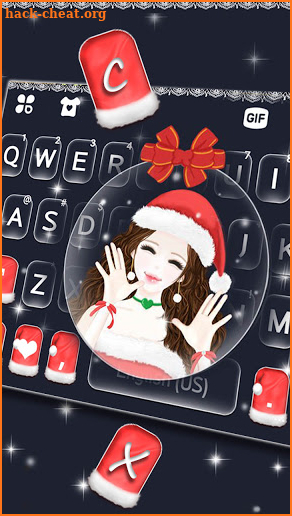 Cute Christmas Girl Keyboard Background screenshot