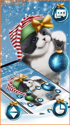 Cute Christmas Snow Cat Theme screenshot