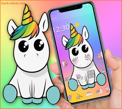 Cute Colorful Cartoon Unicorn Theme screenshot