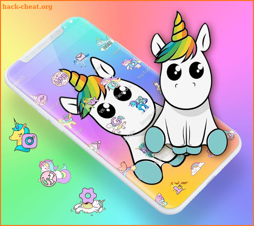 Cute Colorful Cartoon Unicorn Theme screenshot