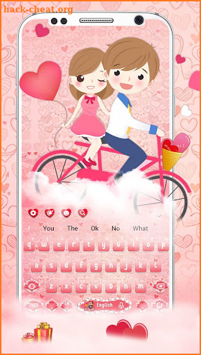Cute Couple Cycling Keyboard Theme👩‍❤️‍💋‍👨🚲 screenshot