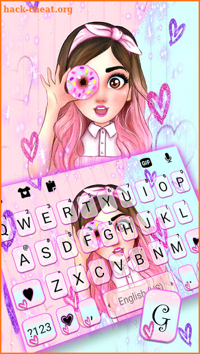 Cute Donut Girl Keyboard Background screenshot