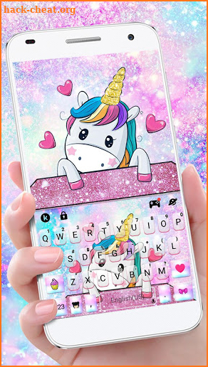 Cute Dreamy Unicorn Keyboard Background screenshot