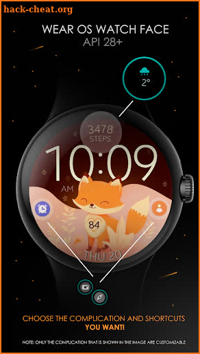 Cute Fox digital watch face screenshot