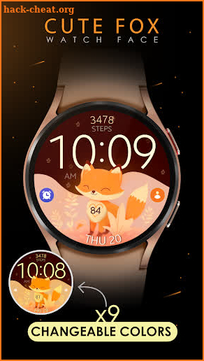 Cute Fox digital watch face screenshot