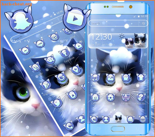 Cute Furry Snow Cat Theme screenshot
